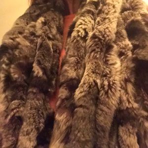 KNITTED CHINCHILLA COLORED REX RABBIT SCARF